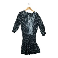 Ulla Johnson Shibori Samira Drop Waist Dress size 6 Black/White