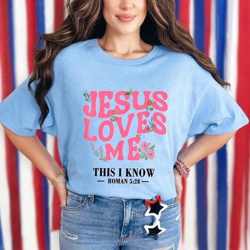 Christian Jesus Love Me This I Know Christian Floral Girls Women T-Shirt Unisex - Picture 4 of 23