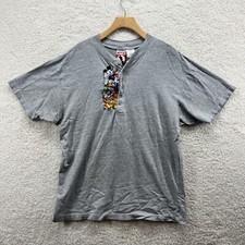 VINTAGE 90s Disney Mickey Mouse Henley Shirt Size XL Gray 1990s