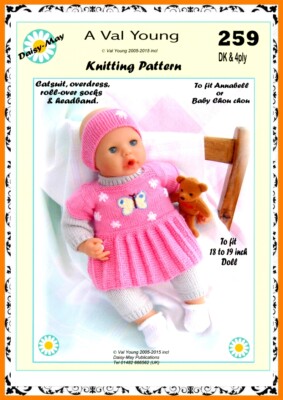 PUPPEN STRICKANLEITUNG Nr. 259 für /ANNABELL 18''/19'' Puppe ein Val Young Muster