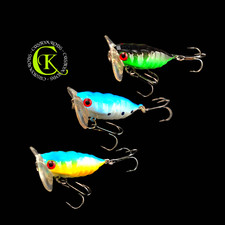 3x 4.5cm Cicada Topwater Insect Popper Lures Surface Rapeseed Pike Pike