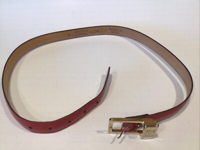 はい Anne Klein for Calderon Red Skinny Belt 8234- Women's Size S (30 X