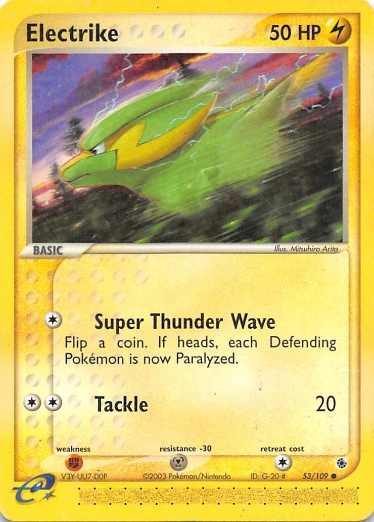 ELECTRIKE 53/109 - NON-HOLO - EX Ruby and Sapphire - e-READER Pokemon Card - LP