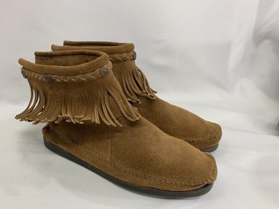 moccasin ankle boots with fringe