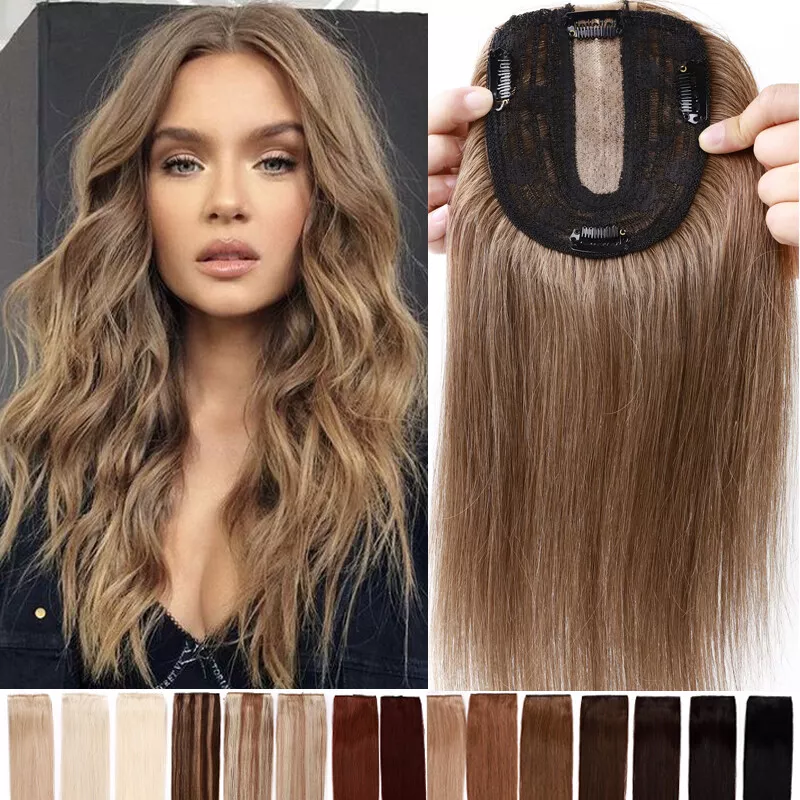 CLEARANCE 100% Remy Human Hair Topper Toupee Hairpiece Wigs Clip