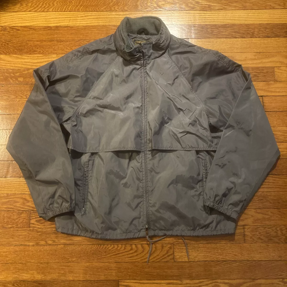 EUC Vintage 90s Eddie Bauer XL Windbreaker Rain Jacket Nylon Gray