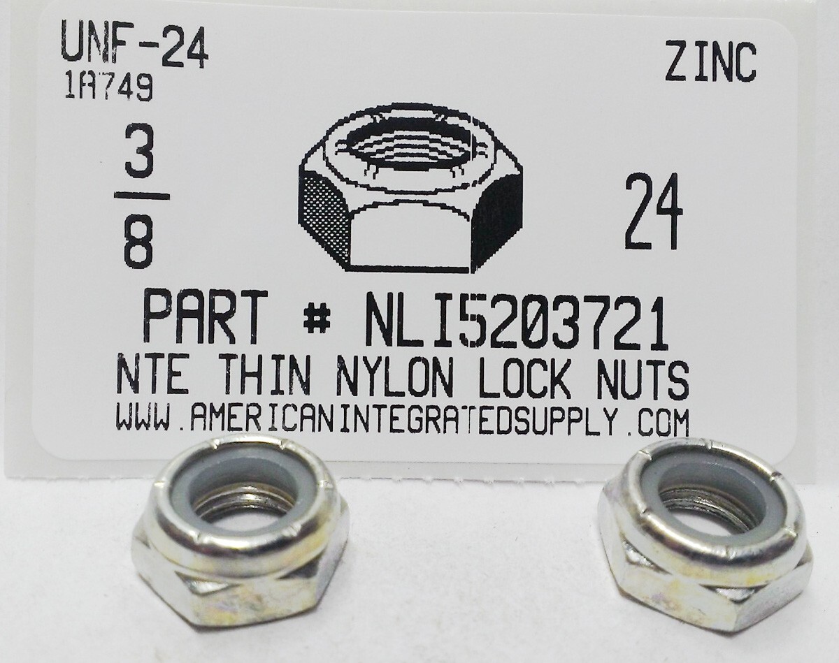 Type 316 Stainless Steel Size 5/16-24 Nylon Insert Thin Jam Nut
