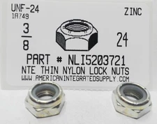 3/8-24 THIN HEX NYLON INSERT LOCK NUTS NTE SERIES STEEL ZINC PLATED (25)