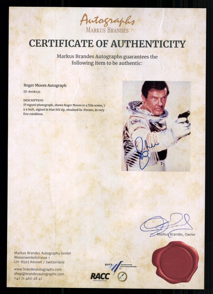 Roger Moore 7 x James Bond 007 Original Signiert # BC G 43524 - Bild 3 von 4