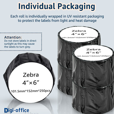 Digi Labels 4X3 500 Labels Drect Thermal For Zebra LP 2844 2442