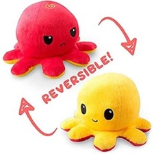 TeeTurtle The Original Reversible Octopus Plushie Red/Yellow Mood Toy Mini Plush