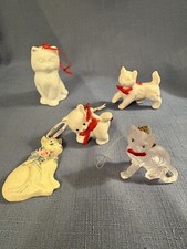 5 White/Clear Cat Christmas Ornaments 1