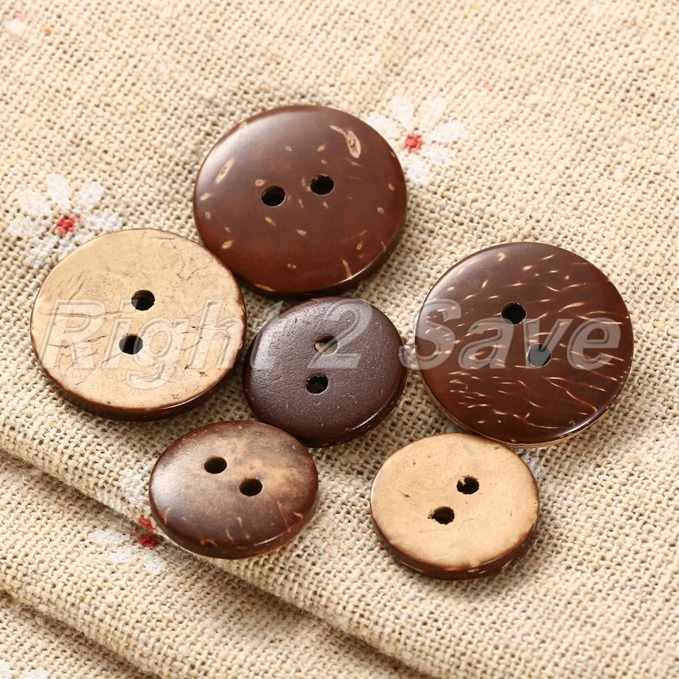 100pcs 15 20mm Dia Coconut Shell 2 Holes Round Buttons Sewing Scrapbooking Craft - Image 2 of 4