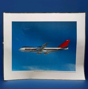 Laminated Northwest Orient Airlines Boeing 747 Vintage 1980's Print 20x16