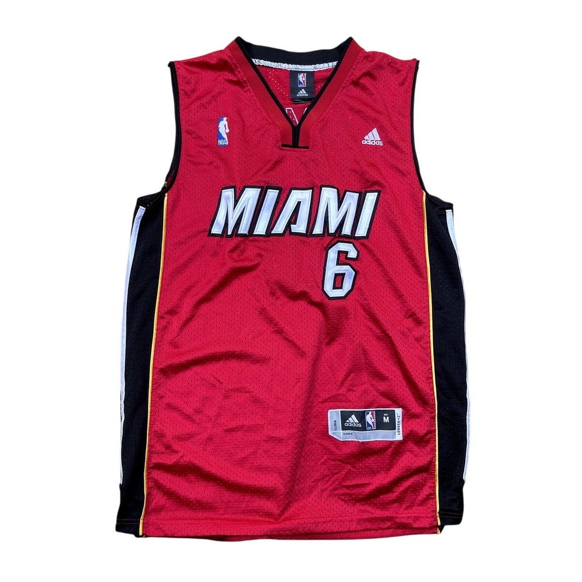 Lebron James #6 Miami Heat Red Satin Adidas Jersey NBA Swingman - Main Image