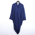Lanvin 2013 Blue V-Neck Viscose Stretch Kaftan Draped Oversized Dress Sz 38 US 6