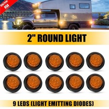 5pc 2 Inch Round Amber Led Trailer Side Marker Light With Grommet For Truck Utv