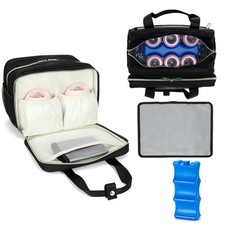 Breast Milk Cooler Bag Ice Pack Fits 6 Baby Bottles Up To 9 Ounce Travel Black