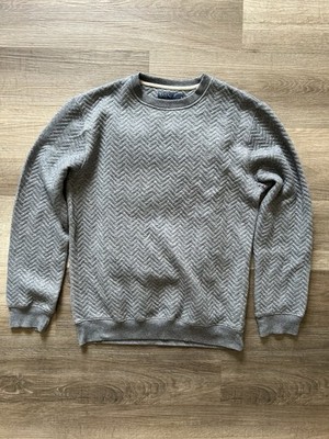 EASY (Matalan) Men s Grey Herringbone Textured Crewneck Sweater - Size S