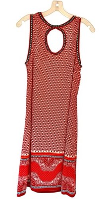 Max studio Red Geometric Print Sleeveless Dress Keyhole Back Women s Large