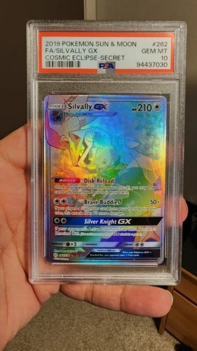 2019 POKEMON SUN & MOON COSMIC ECLIPSE SECRET #262 FULL ART/SILVALLY GX PSA 10
