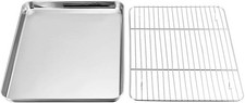 Baking Sheet with Rack Set, Stainless Steel Baking Pan Tray Cookie Sheet with Co