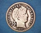1911-D Barber Dime,  Silver 10c  FINE **1229-5