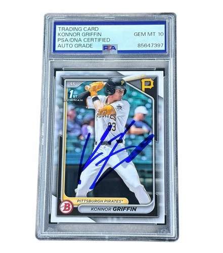 Konnor Griffin Signed Card 1st Bowman Paper Auto Pittsburg Pirates PSA 10