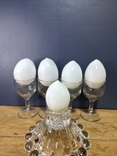 Antique Victorian Hand-Blown White Glass Eggs Only For Decor Art Craft Lot Of  5