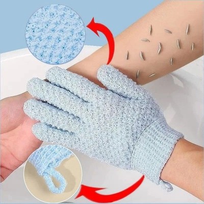 Exfoliating Five Finger Shower Gloves Bath Scrub Mitt Dead Skin Remover