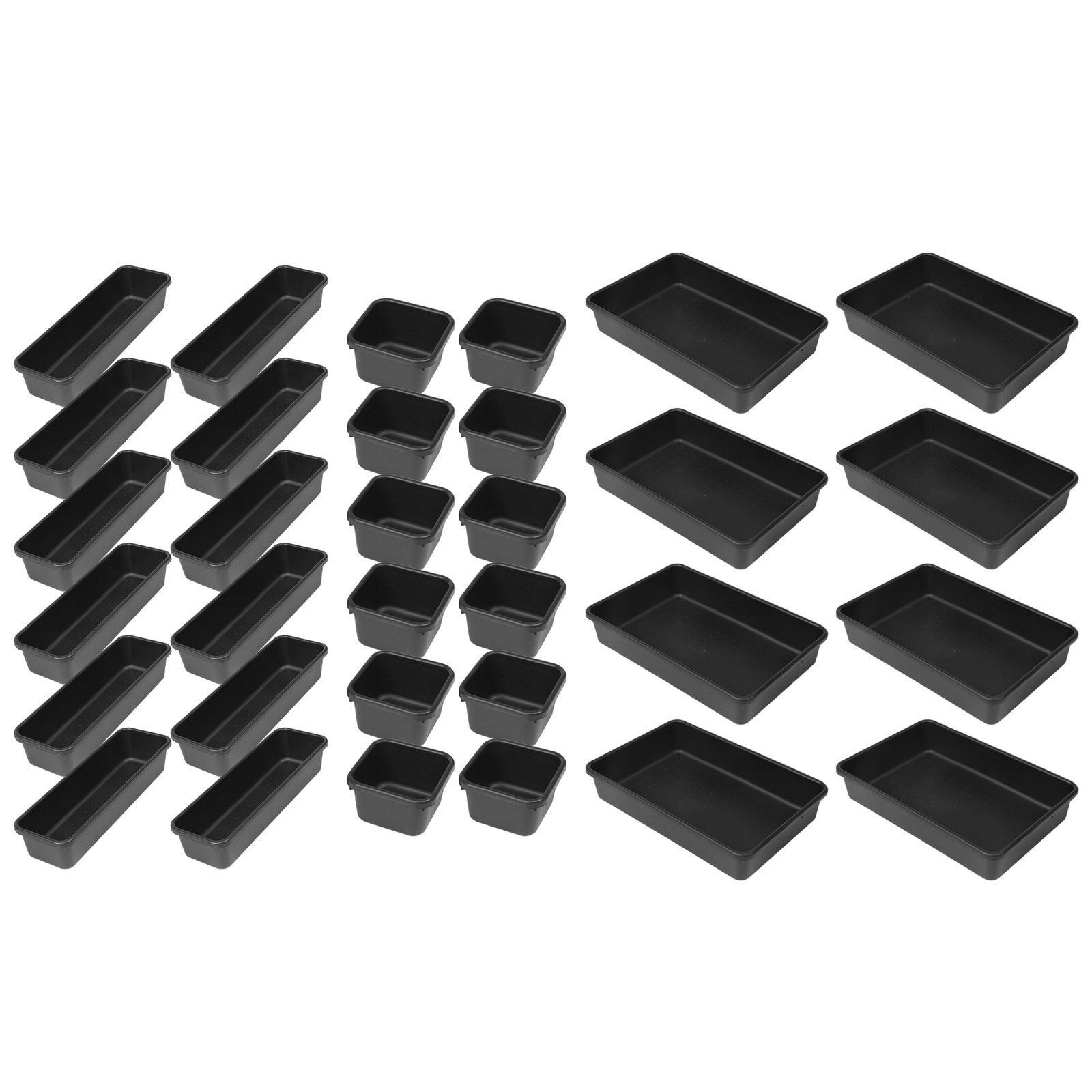 32-Piece Black Toolbox Organizer Tray Set with Dividers for Desktop Storage