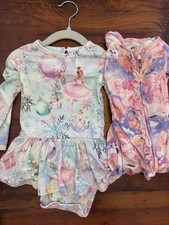 Bums Roses Bamboo Long Sleeve Ruffle Dress Convertiable Romper 12-18 Months