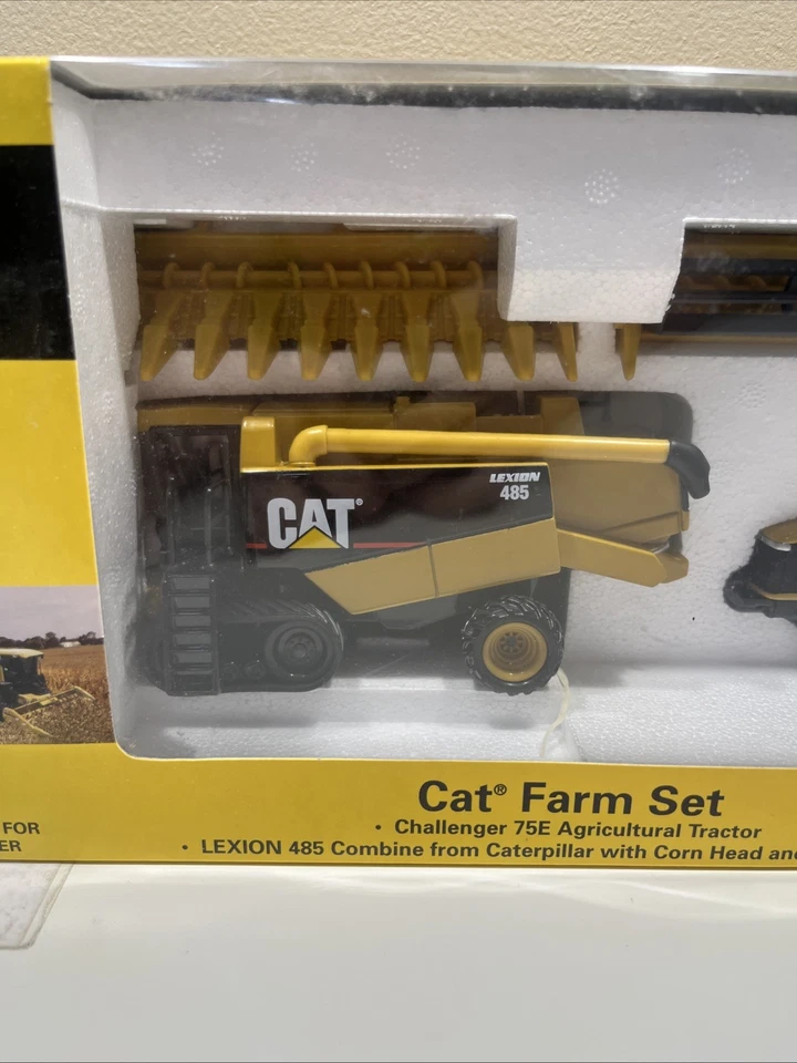 Cat Lexion 485 Combine & Challenger 75E Tractor Farm Set By Norscot 1/64 Scale - Image 2 of 4