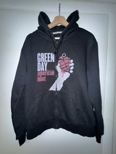VTG Green Day American Idiot Black Pullover Hoodie Sweater SzL RockBand Punk Y2K