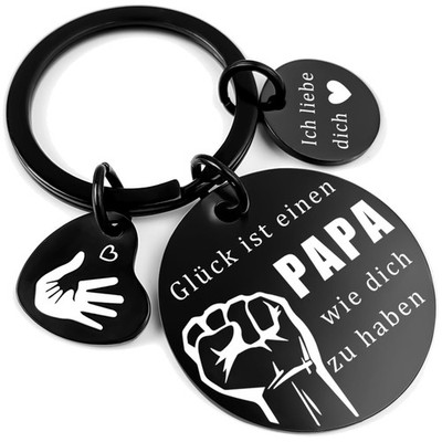 Geschenke Papa Schlüsselanhänger Edelstahl, Gravur Vater Geschenk, Geburtstag...