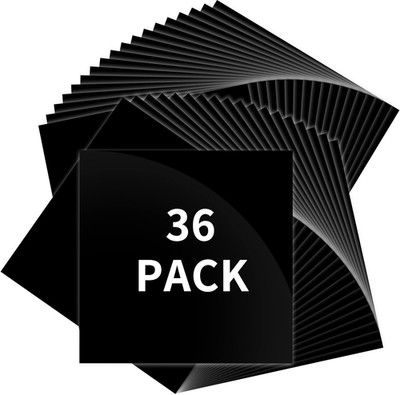 Glossy Black Permanent Vinyl 36 Pack (12'' X 12'') 36 Pack Permanent Vinyl Bundle