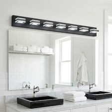 46'' Vanity Light 7 Lights Black Dimmable LED Bathroom Over Mirror Wall Fixture