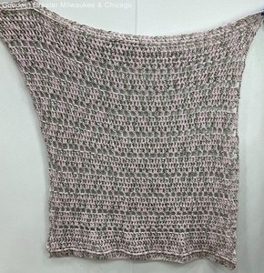 Handmade Chunky Crocheted Blanket Pink Purple Grey White Multicolor