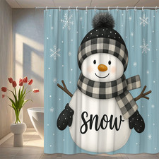 Cute Snowman Shower Curtain for Winter Decoration