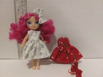 Doll Clothes Handmade - fits  5.5''Rainbow High Littles Doll-Dresses/Bows-   C74