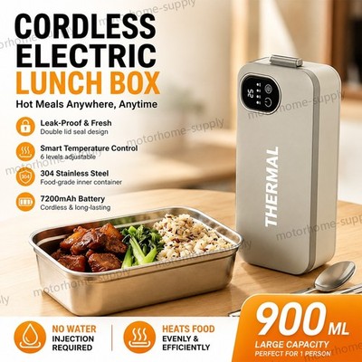 Cordless Electric Heated Lunch Box Food Warmer w/ Adjustable Temperature & Timer