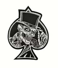 Skull Embroidered Iron-On Patch applique 4 x 3 1/8 inch
