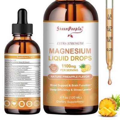 GREENPEOPLE Magnesium Glycinate Liquid Drop - 17-in-1 4Fl. Oz Triple Magnesiu...