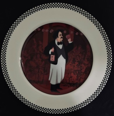 GUY BUFFET ~ Williams Sonoma ~ LES GARCONES ~ Checkered Rim ~ DINNER PLATE #5