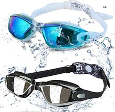 2 Pack Swim Goggles for Adult Youth Soft Silicone Gasket Anti-Fog Pool Goggle