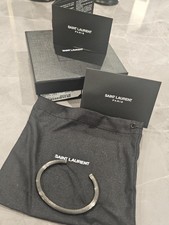 Saint Laurent Paris Silver Brass Metal Bracelet Size Large
