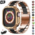 Black Metal Watch Band Strap+TPU Case For Apple Watch 11 10 9 8 7 6 5 4 3 SE 2 1