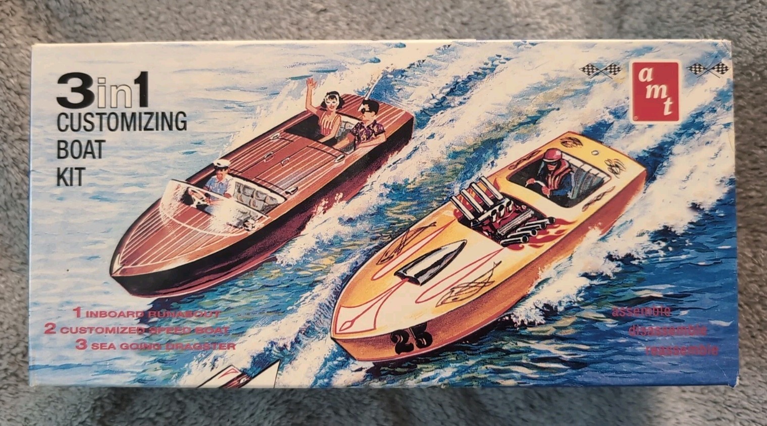 AMT Scale Model No. 8125 3in1 Customizing Boat Kit  Chris-Craft Runabout
