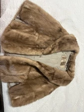 Natural Brown Mink Fur Cape Shawl Scarf Women Vintage Real Fur