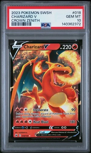 PSA 10 Charizard V Ultra Rare CROWN ZENITH 018/159 GEM MINT Graded Pokemon Card